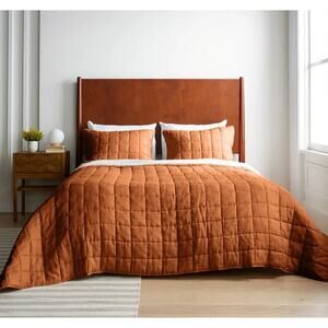 Quince Linen Box Quilt Full/Queen Terracotta NWOT #Q4